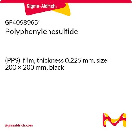 Sigma-Aldrich Polyphenylenesulfide，(PPS)，薄膜，厚度0.225 mm，尺寸200 × 200 mm，黑色