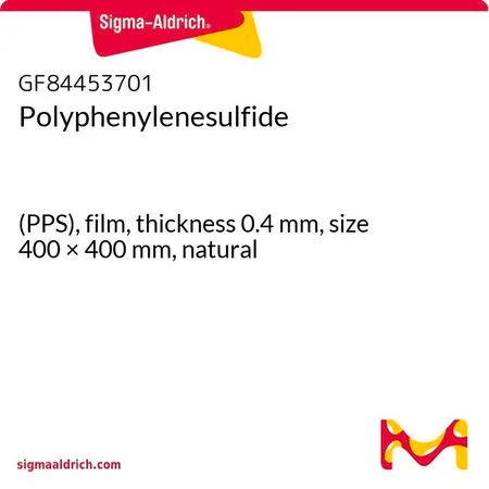 Sigma-Aldrich Polyphenylenesulfide，(PPS)，薄膜，厚度0.4 mm，尺寸400 × 400 mm，自然