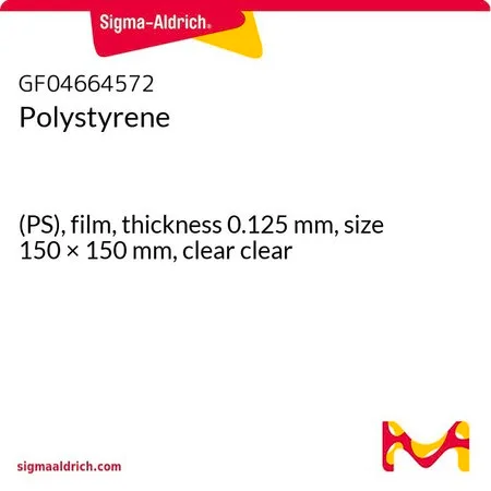 Sigma-Aldrich 聚苯乙烯，(PS)，薄膜，厚度0.125 mm，尺寸150 × 150 mm，清晰透明