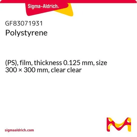Sigma-Aldrich 聚苯乙烯，(PS)，薄膜，厚度0.125 mm，尺寸300 × 300 mm，清晰透明