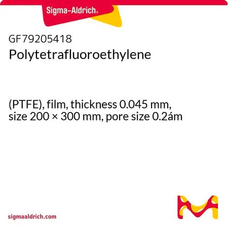 Sigma-Aldrich 聚四氟乙烯，（PTFE），薄膜，厚度0.045 mm，尺寸200 × 300 mm，孔径0.2mm