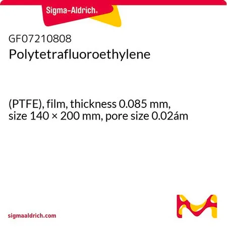 Sigma-Aldrich 聚四氟乙烯，（PTFE），薄膜，厚度0.085 mm，尺寸140 × 200 mm，孔径0.02 mm