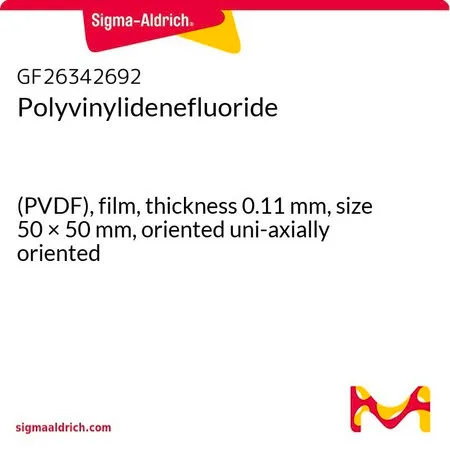 Sigma-Aldrich Polyvinylidenefluoride，（PVDF），薄膜，厚度0.11 mm，尺寸50 × 50 mm，单轴取向