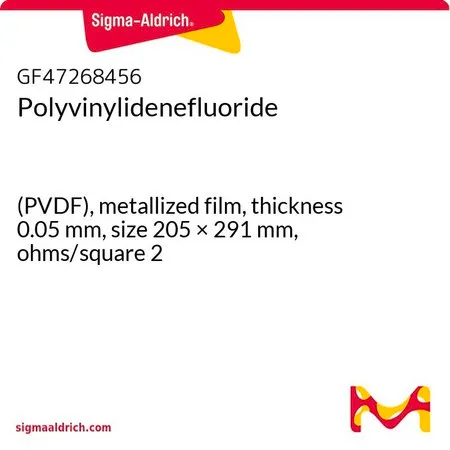 Sigma-Aldrich Polyvinylidenefluoride，（PVDF），金属化膜，厚度0.05 mm，尺寸205 × 291 mm，欧姆/平方2