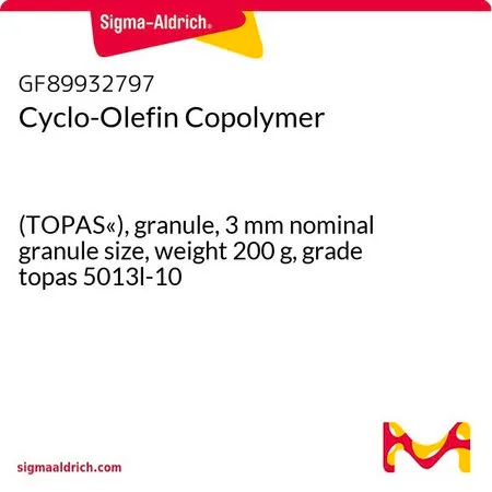 Sigma-Aldrich Cyclo-Olefin Copolymer，（TOPAS«），颗粒，3 mm标称颗粒尺寸，重量200 g，等级topas 5013 l-10