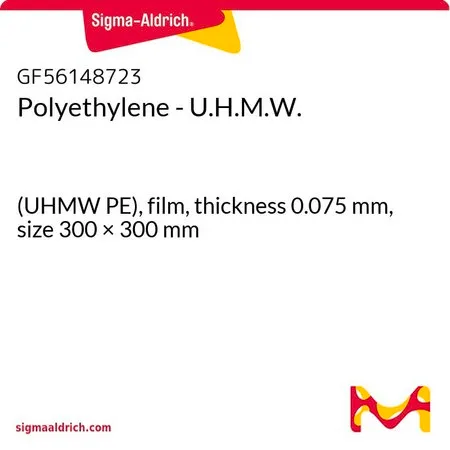 Sigma-Aldrich Polyethylene - U.H.M.W.，(UHMW PE），薄膜，厚度0.075 mm，尺寸300 × 300 mm
