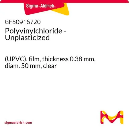Sigma-Aldrich Polyvinylchloride - Unplasticized，（UPVC），薄膜，厚度0.38 mm，直径50 mm，透明