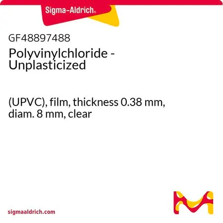 Sigma-Aldrich Polyvinylchloride - Unplasticized，（UPVC），薄膜，厚度0.38 mm，直径8 mm，透明