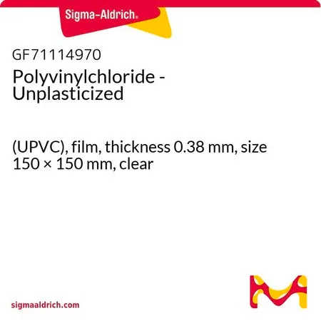 Sigma-Aldrich Polyvinylchloride - Unplasticized，（UPVC），薄膜，厚度0.38 mm，尺寸150 × 150 mm，透明