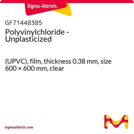 Sigma-Aldrich Polyvinylchloride - Unplasticized，（UPVC），薄膜，厚度0.38 mm，尺寸600 × 600 mm，透明