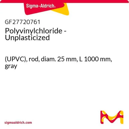 Sigma-Aldrich Polyvinylchloride - Unplasticized，（UPVC），杆，直径25 mm，长度1000 mm，灰色
