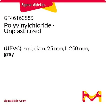 Sigma-Aldrich Polyvinylchloride - Unplasticized，（UPVC），杆，直径25 mm，长度250 mm，灰色
