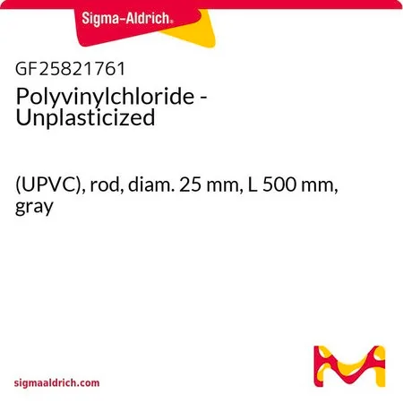 Sigma-Aldrich Polyvinylchloride - Unplasticized，（UPVC），杆，直径25 mm，长度500 mm，灰色