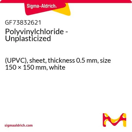 Sigma-Aldrich Polyvinylchloride - Unplasticized，（UPVC），片材，厚度0.5 mm，尺寸150 × 150 mm，白色