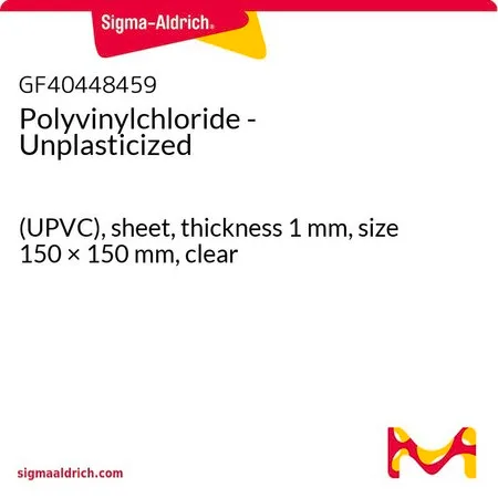 Sigma-Aldrich Polyvinylchloride - Unplasticized，（UPVC），片材，厚度1 mm，尺寸150 × 150 mm，透明