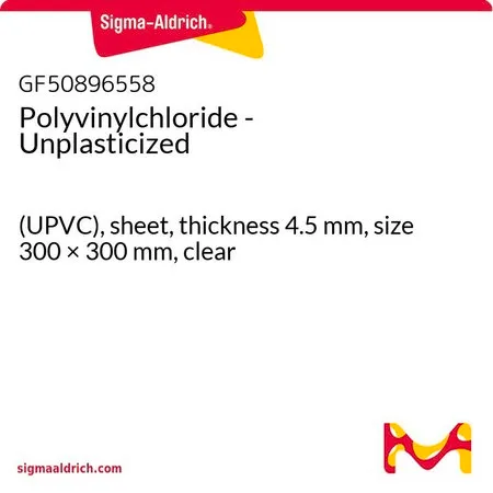 Sigma-Aldrich Polyvinylchloride - Unplasticized，（UPVC），板材，厚度4.5 mm，尺寸300 × 300 mm，透明