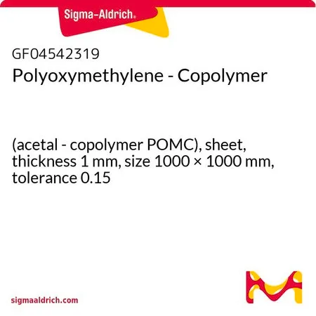 Sigma-Aldrich Polyoxymethylene - Copolymer，（缩醛-共聚物POMC），片材，厚度1 mm，尺寸1000 × 1000 mm，公差0.15