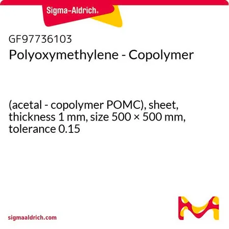 Sigma-Aldrich Polyoxymethylene - Copolymer，（缩醛-共聚物POMC），片材，厚度1 mm，尺寸500 × 500 mm，公差0.15