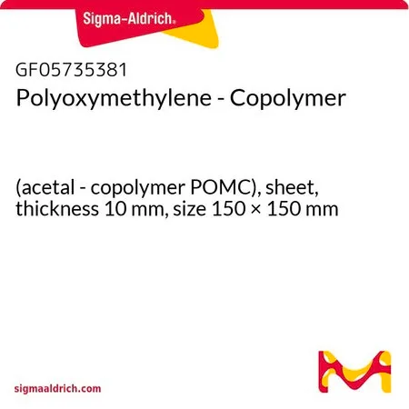 Sigma-Aldrich Polyoxymethylene - Copolymer，（缩醛-共聚物POMC），片材，厚度10 mm，尺寸150 × 150 mm
