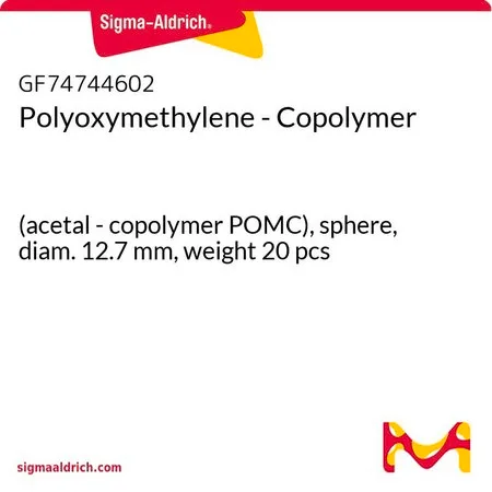 Sigma-Aldrich Polyoxymethylene - Copolymer，（缩醛-共聚物POMC），球形，直径12.7 mm，重量20件