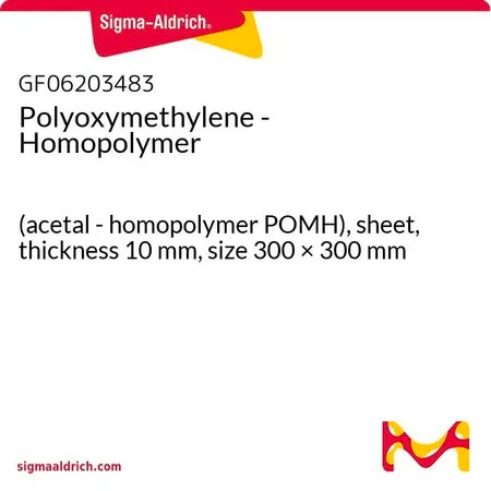 Sigma-Aldrich Polyoxymethylene - Homopolymer，（缩醛-均聚物POMH），片材，厚度10 mm，尺寸300 × 300 mm
