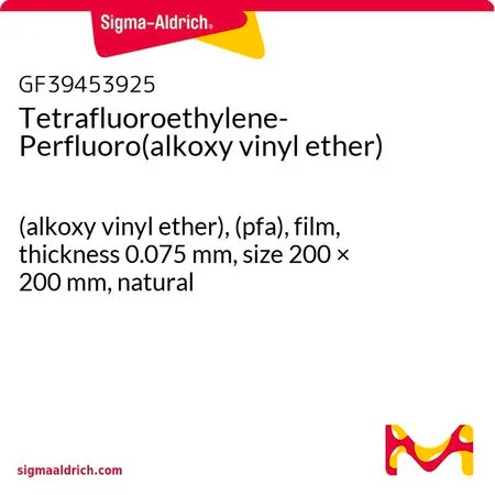 Sigma-Aldrich Tetrafluoroethylene-Perfluoro(alkoxy vinyl ether)，（烷氧基乙烯基醚），（pfa），薄膜，厚度0.075 mm，尺寸200 × 200 mm，天然色