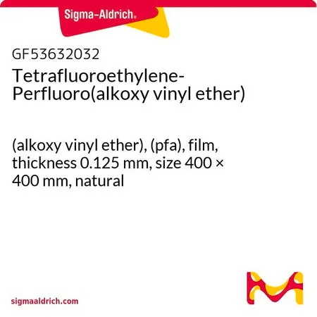 Sigma-Aldrich Tetrafluoroethylene-Perfluoro(alkoxy vinyl ether)，（烷氧基乙烯基醚），（pfa），薄膜，厚度0.125 mm，尺寸400 × 400 mm，天然色