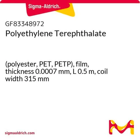 Sigma-Aldrich Polyethylene Terephthalate，（聚酯、PET、PETP），薄膜，厚度0.0007 mm，长度0.5 m，卷宽315 mm