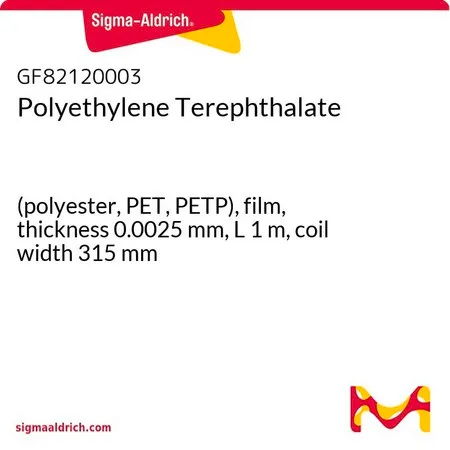 Sigma-Aldrich Polyethylene Terephthalate，（聚酯、PET、PETP），薄膜，厚度0.0025 mm，长度1 m，卷宽315 mm