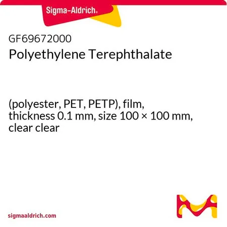 Sigma-Aldrich Polyethylene Terephthalate，（聚酯、PET、PETP），薄膜，厚度0.1 mm，尺寸100 × 100 mm，透明
