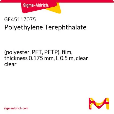 Sigma-Aldrich Polyethylene Terephthalate，（聚酯，PET，PETP），薄膜，厚度0.175 mm，长度0.5 m，透明