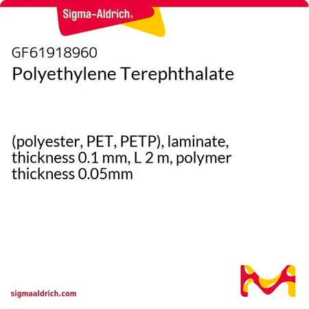 Sigma-Aldrich Polyethylene Terephthalate，（聚酯，PET，PETP），层压，厚度0.1 mm，L² m，聚合物厚度0.05 mm