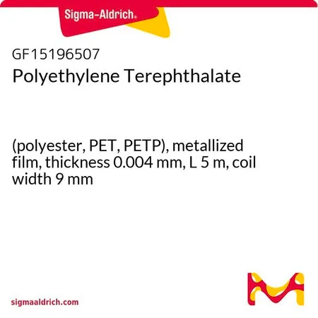 Sigma-Aldrich Polyethylene Terephthalate，（聚酯、PET、PETP），金属化薄膜，厚度0.004 mm，长度5 m，卷宽9 mm