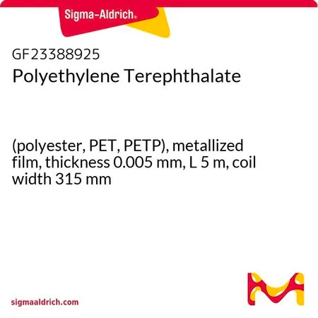 Sigma-Aldrich Polyethylene Terephthalate，（聚酯、PET、PETP），金属化薄膜，厚度0.005 mm，长度5 m，卷宽315 mm