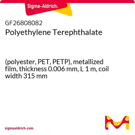 Sigma-Aldrich Polyethylene Terephthalate，（聚酯、PET、PETP），金属化薄膜，厚度0.006 mm，长度1 m，卷宽315 mm