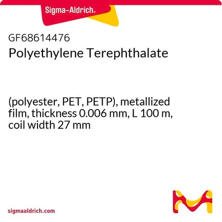 Sigma-Aldrich Polyethylene Terephthalate，（聚酯、PET、PETP），金属化薄膜，厚度0.006 mm，长度100 m，卷宽27 mm