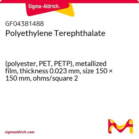 Sigma-Aldrich Polyethylene Terephthalate，（聚酯，PET，PETP），金属化薄膜，厚度0.023 mm，尺寸150 × 150 mm，欧姆/平方2