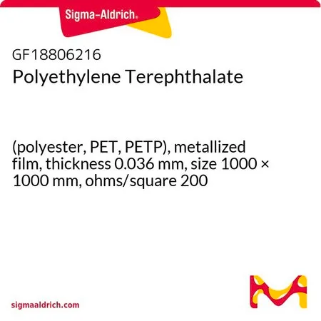 Sigma-Aldrich Polyethylene Terephthalate，（聚酯、PET、PETP），金属化薄膜，厚度0.036 mm，尺寸1000 × 1000 mm，欧姆/平方200