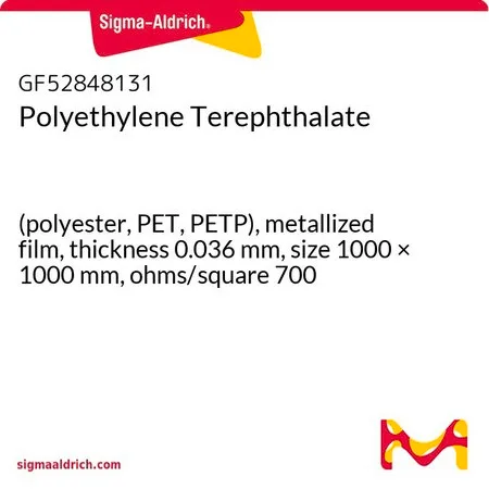 Sigma-Aldrich Polyethylene Terephthalate，（聚酯、PET、PETP），金属化薄膜，厚度0.036 mm，尺寸1000 × 1000 mm，欧姆/平方700