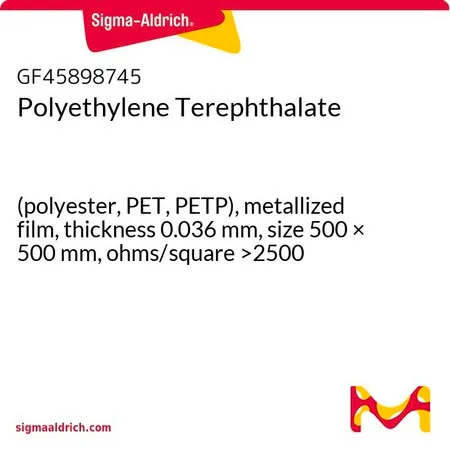 Sigma-Aldrich Polyethylene Terephthalate，（聚酯，PET，PETP），金属化薄膜，厚度0.036 mm，尺寸500 × 500 mm，欧姆/平方>2500