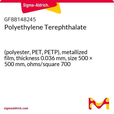 Sigma-Aldrich Polyethylene Terephthalate，（聚酯、PET、PETP），金属化薄膜，厚度0.036 mm，尺寸500 × 500 mm，欧姆/平方700