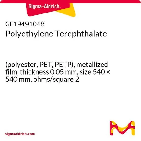 Sigma-Aldrich Polyethylene Terephthalate，（聚酯，PET，PETP），金属化薄膜，厚度0.05 mm，尺寸540 × 540 mm，欧姆/平方2