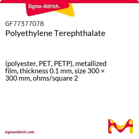 Sigma-Aldrich Polyethylene Terephthalate，（聚酯，PET，PETP），金属化薄膜，厚度0.1 mm，尺寸300 × 300 mm，欧姆/平方2