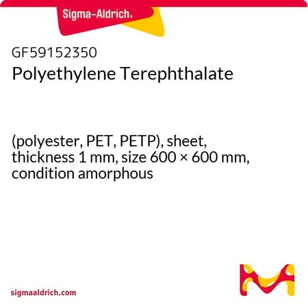 Sigma-Aldrich Polyethylene Terephthalate，（聚酯、PET、PETP），片材，厚度1 mm，尺寸600 × 600 mm，非晶状态