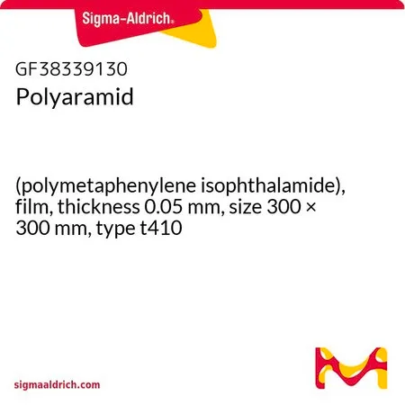 Sigma-Aldrich Polyaramid，（聚间苯二胺），薄膜，厚度0.05 mm，尺寸300 x 300 mm，类型t410