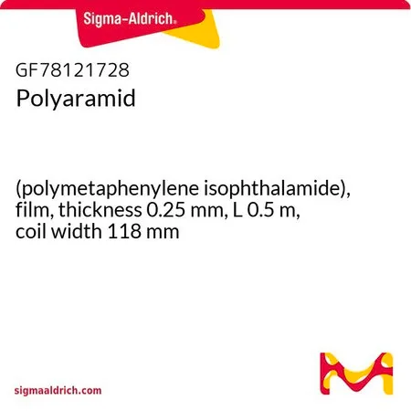 Sigma-Aldrich Polyaramid，（聚间苯二甲酰胺），薄膜，厚度0.25 mm，长度0.5 m，卷材宽度118 mm