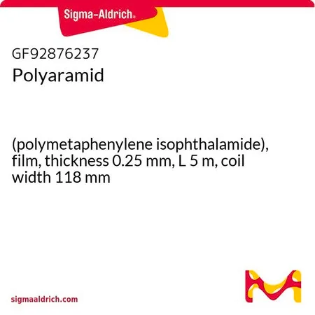 Sigma-Aldrich Polyaramid，（聚间苯二甲酰胺），薄膜，厚度0.25 mm，长度5 m，卷材宽度118 mm