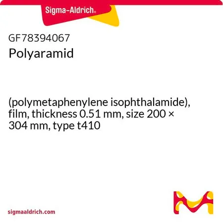 Sigma-Aldrich Polyaramid，（聚间苯二甲酰胺），薄膜，厚度0.51 mm，尺寸200 × 304 mm，t410型