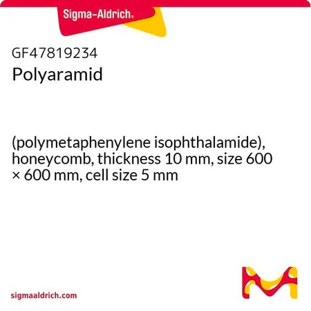 Sigma-Aldrich Polyaramid，（聚间苯二甲酰胺），蜂窝状，厚度10 mm，尺寸600 × 600 mm，单元尺寸5 mm