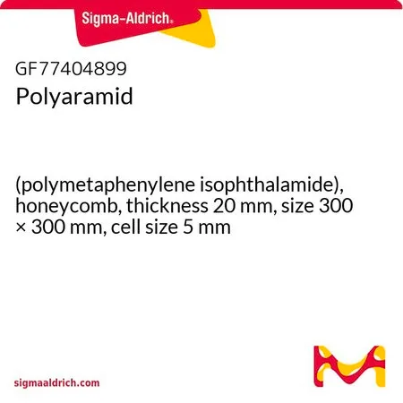 Sigma-Aldrich Polyaramid，（聚间苯二甲酰胺），蜂窝状，厚度20 mm，尺寸300 × 300 mm，单元尺寸5 mm